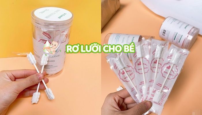 rơ lưỡi cho bé bằng gạc que