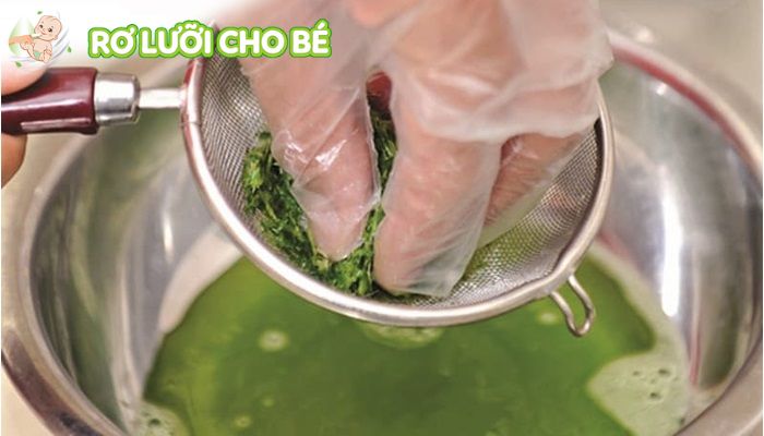 lấy dịch chiết rau ngót để rơ lưỡi cho bé